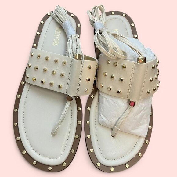 NWOT Michael Kors cream studded leather sandals. Size 7 - Picture 1 of 6